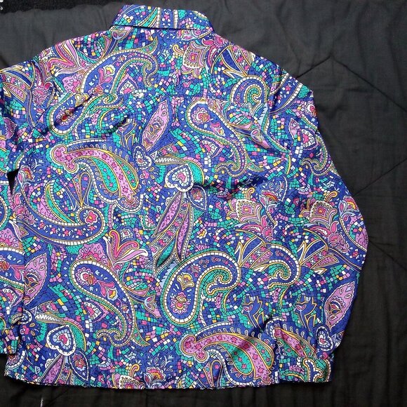 Vintage 70s Pykettes Paisley Hearts Rainbow Disco Button Shirt - Picture 6 of 6